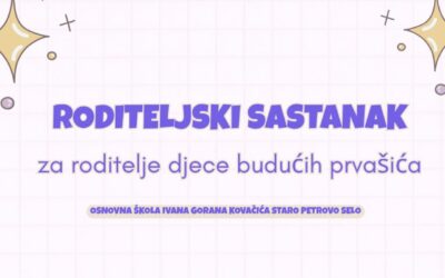 Roditeljski sastanak za roditelje djece budućih prvašića